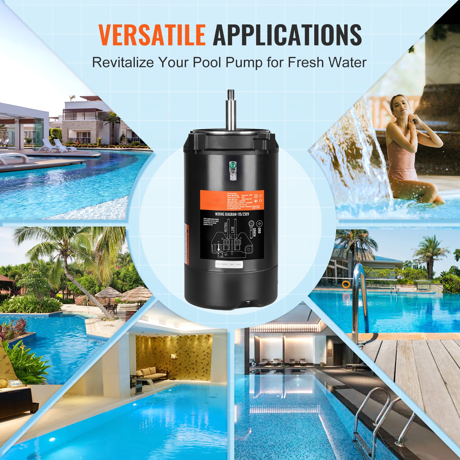 Swimming Pool Pump Motor 1 Hp Round Flange Replacement Motor_voghion.com
